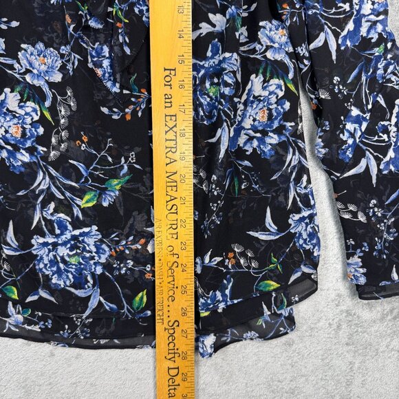 WHBM Ruffle Blouse V-Neck Bell Sleeves Sheer Flowy Romantic Boho Chic Sz 10 - Picture 8 of 10